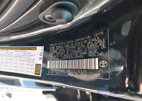 2020 Toyota Corolla Le из США, поврежденный, VIN JTDEPRAE8LJ096426